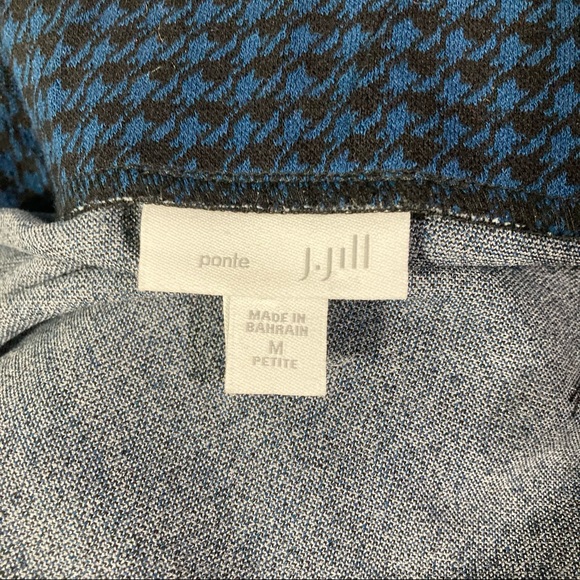 J. Jill Ponte Blue Houndstooth Faux Wrap Pull On Pencil Skirt Sz M Petite - Picture 3 of 3